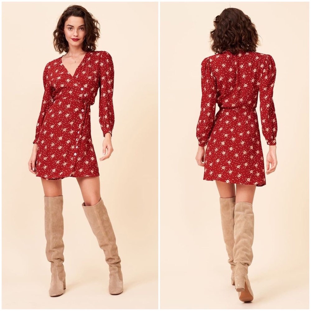 ROUJE Paris Gabinette Long Sleeve Wrap Mini Dress - Picture 2 of 11